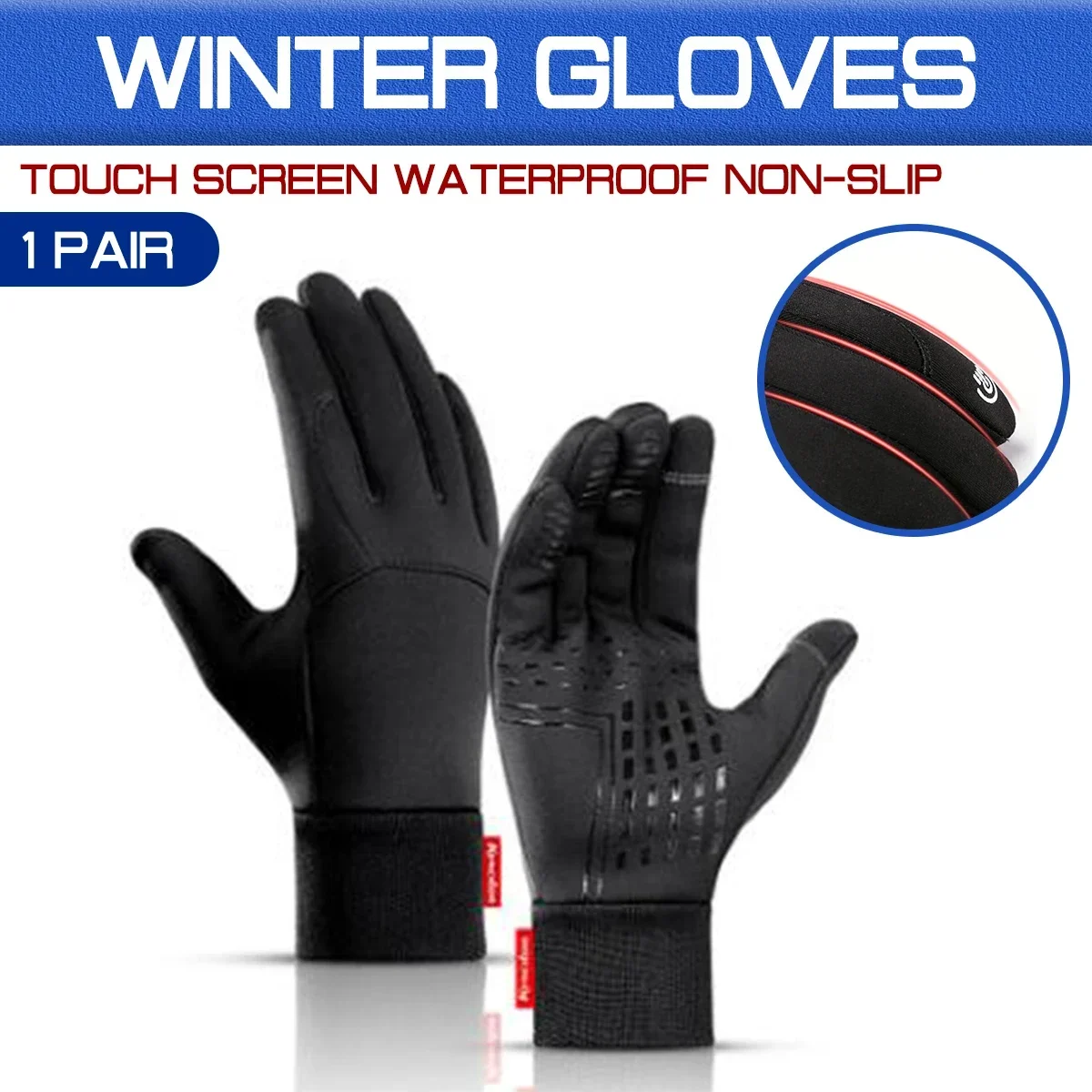 Waterproof Black/Grey Non-slip - огляд і ціна Ski Glove Waterproof