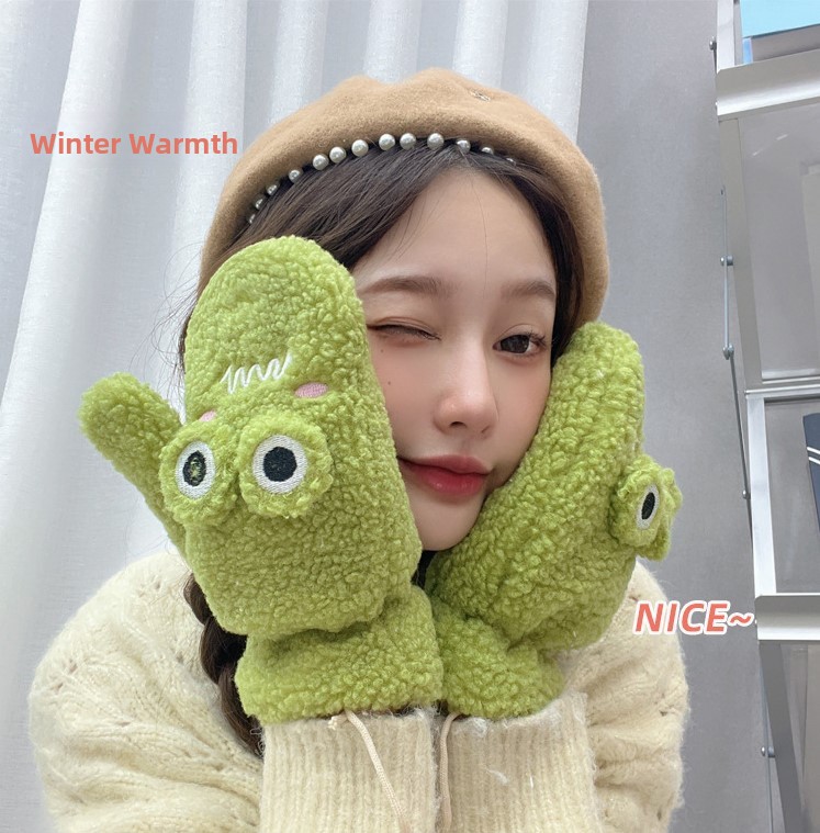 Korean Style Cute Green Cartoo - огляд і ціна Wool Glove Lined